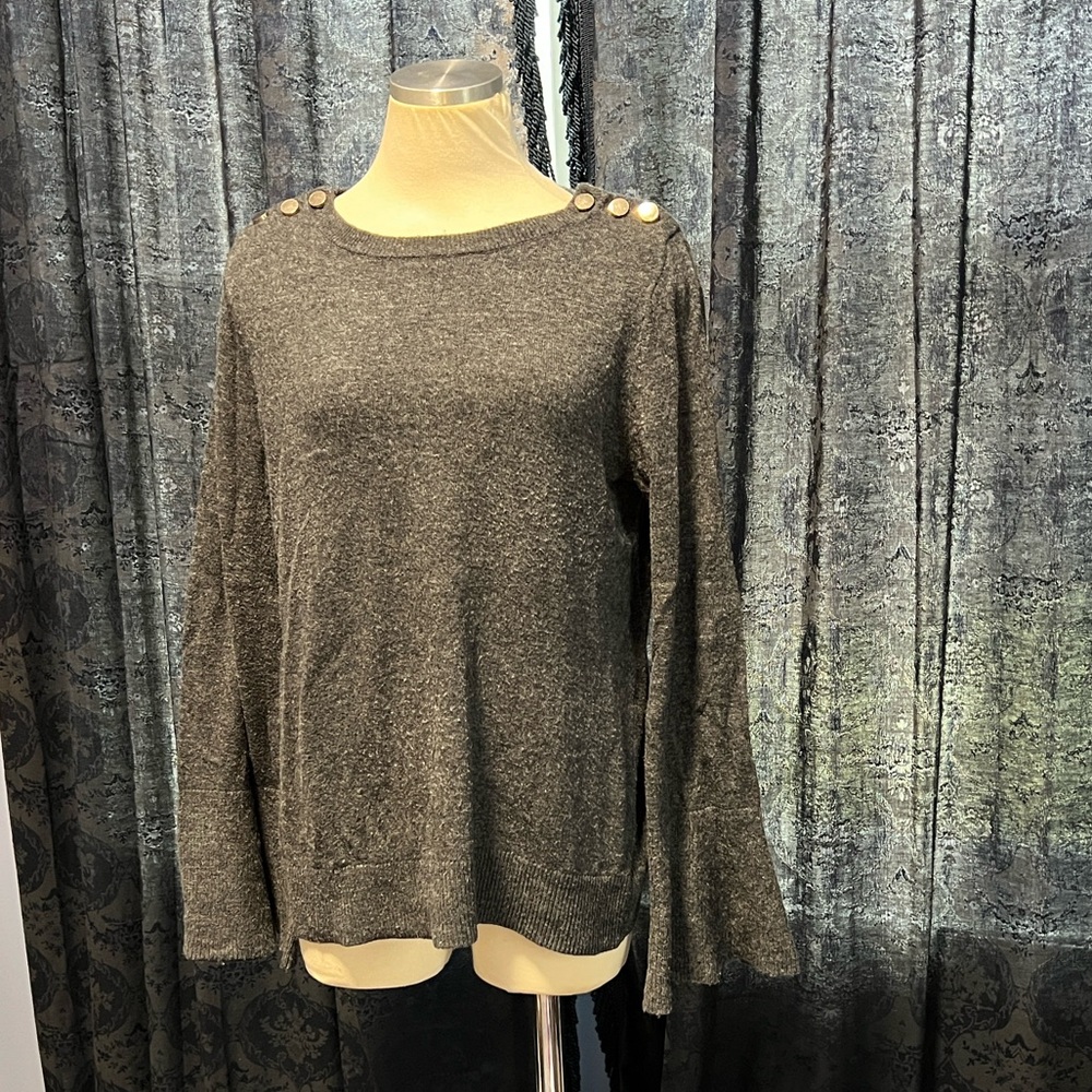 Women's Gray Sweater with Button Detail